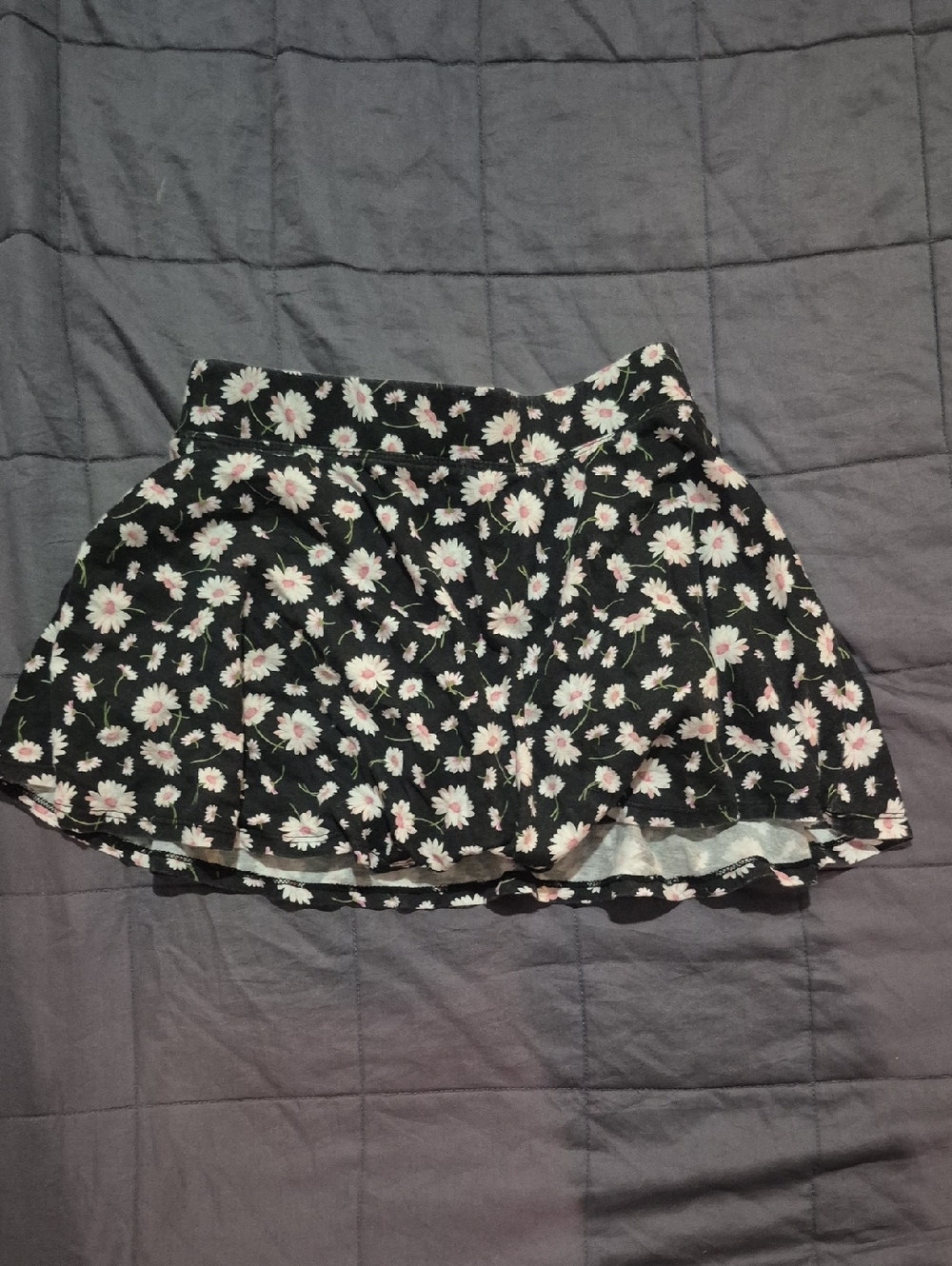 The Children's Place Black Skort with White Daisy Print and Pink Centers